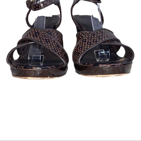 Givenchy Brown Embossed Leather Sandals Size 40 US 10 - Picture 5 of 9